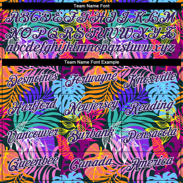 Cheap Custom Teal White-Orange 3D Pattern Design Hawaii Palm