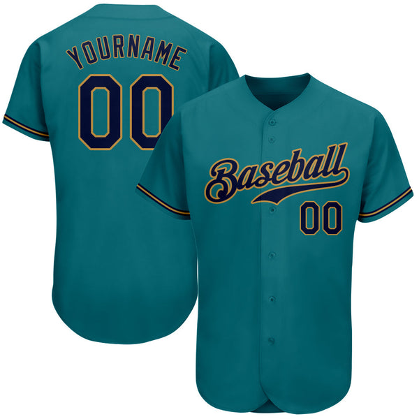 Custom Baseball Jersey Light Blue Navy Pinstripe Navy-Aqua Authentic Men's Size:XL