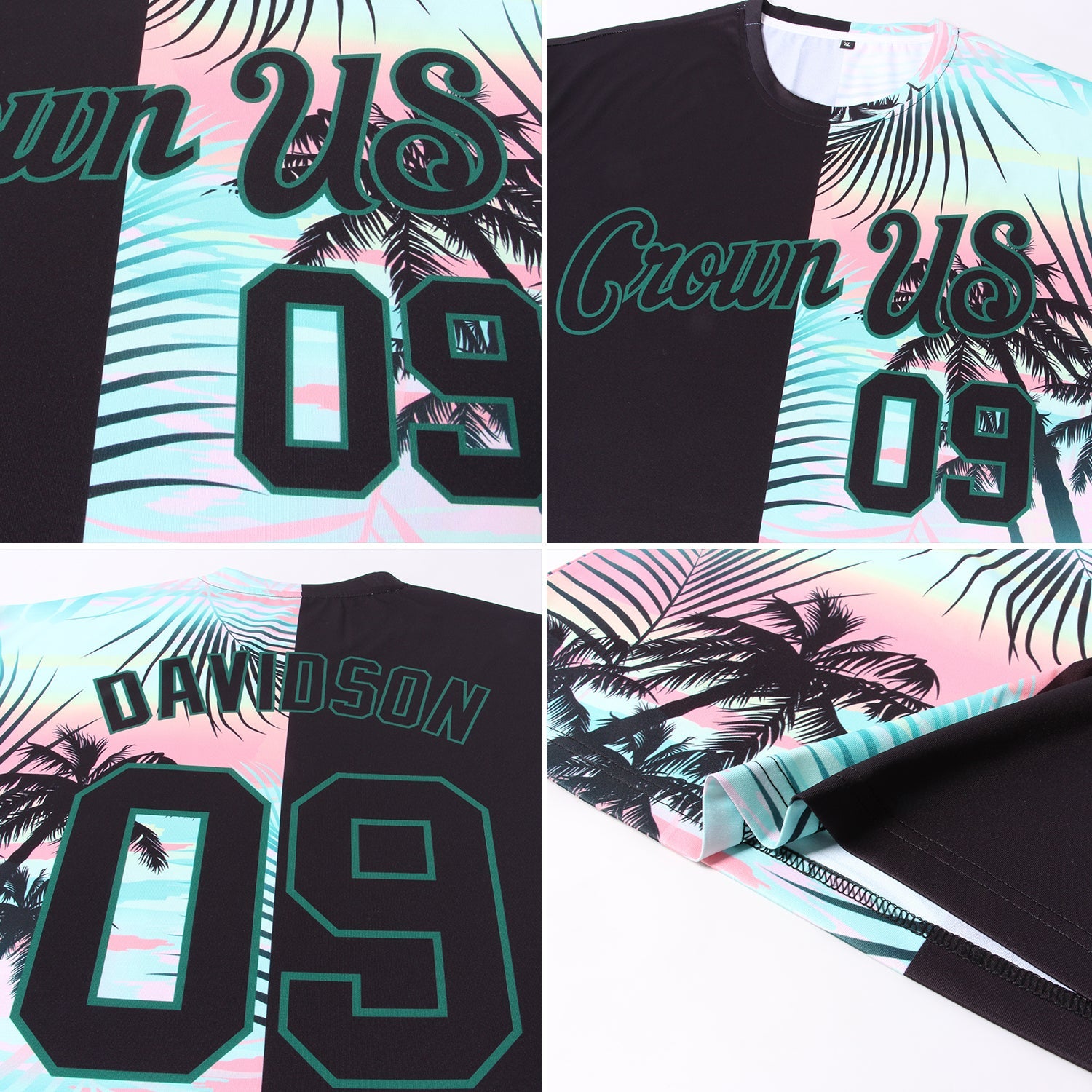 Custom 3D Pattern Baseball Jersey Design Tropical Palm Leaves