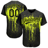 Custom Neon Green Black 3D Pattern Design Authentic Baseball Jersey