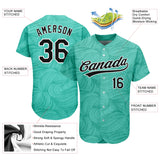 Custom Teal Black-White 3D Pattern Design Authentic Baseball Jersey