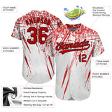 Custom White Red-Black 3D Pattern Design Authentic Baseball Jersey