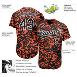 Custom Orange Black-White 3D Pattern Design Authentic Baseball Jersey