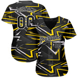 Custom Black Black-Gold 3D Pattern Design Authentic Baseball Jersey