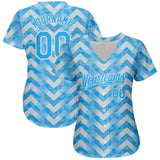 Custom Light Blue Light Blue-White 3D Pattern Design Authentic Baseball Jersey