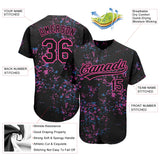 Custom Black Black-Pink 3D Pattern Design Authentic Baseball Jersey