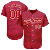 Custom Red Red-White 3D Pattern Design Authentic Baseball Jersey