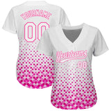 Custom White White-Pink 3D Pattern Design Authentic Baseball Jersey