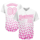 Custom White White-Pink 3D Pattern Design Authentic Baseball Jersey