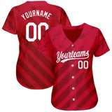 Custom Red White 3D Pattern Design Authentic Baseball Jersey