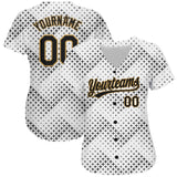 Custom White Black-Old Gold 3D Pattern Design Authentic Baseball Jersey