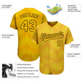 Custom Gold Gold-Black 3D Pattern Design Authentic Baseball Jersey