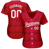 Custom Red White 3D Pattern Design Authentic Baseball Jersey