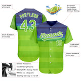 Custom Neon Green Neon Green-Royal 3D Pattern Design Authentic Baseball Jersey