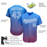 Custom Royal Light Blue-Red 3D Pattern Design Authentic Baseball Jersey