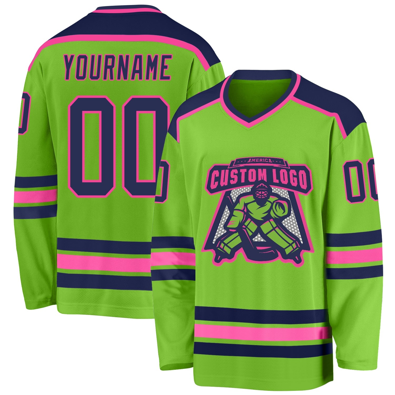 Custom Black Neon Green-Pink Hockey Jersey Discount – snapmade