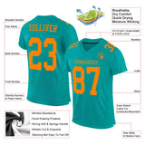 Custom Aqua Blaze Orange Mesh Authentic Football Jersey