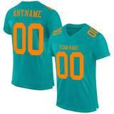 Custom Aqua Blaze Orange Mesh Authentic Football Jersey