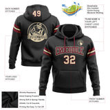 Custom Stitched Black Cream-Crimson Football Pullover Sweatshirt Hoodie