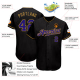 Custom Black Purple-Old Gold Authentic Baseball Jersey