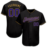 Custom Black Purple-Old Gold Authentic Baseball Jersey