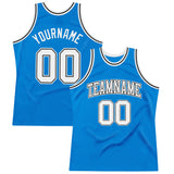 Custom Blue White-Black Authentic Throwback Basketball Jersey