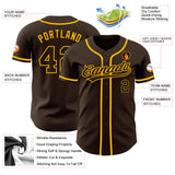 Custom Brown Brown-Gold Authentic Baseball Jersey