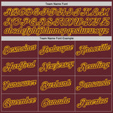 Custom Burgundy Burgundy-Gold Performance T-Shirt