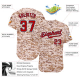 Custom Camo Red-Navy Authentic Salute To Service Baseball Jersey