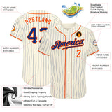 Custom Cream Royal Pinstripe Royal-Orange Authentic Baseball Jersey