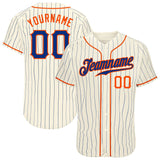 Custom Cream Royal Pinstripe Royal-Orange Authentic Baseball Jersey