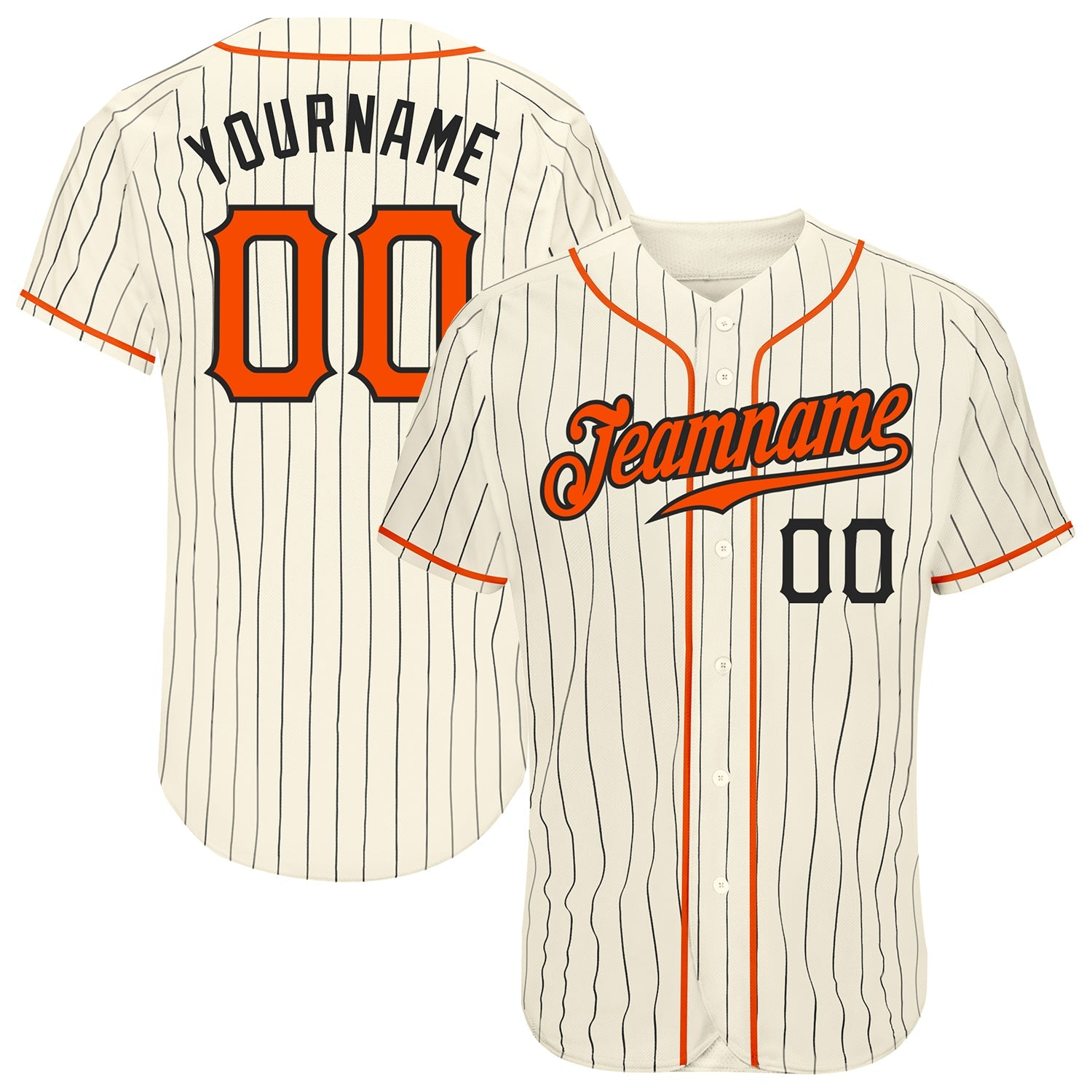 Custom Gray Black Pinstripe Orange-Black Authentic Baseball Jersey Discount