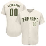 Custom Cream Olive Authentic Baseball Jersey