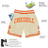 Custom Cream Orange-White Authentic Throwback Basketball Shorts