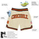 Custom Cream Orange-Black Authentic Throwback Basketball Shorts