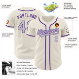 Custom Cream Gray-Purple Authentic Baseball Jersey