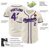 Custom Cream Purple-Black Authentic Baseball Jersey