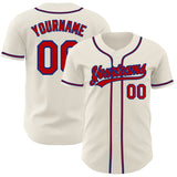 Custom Cream Red-Royal Authentic Baseball Jersey