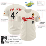 Custom Cream Black-Red Authentic Baseball Jersey