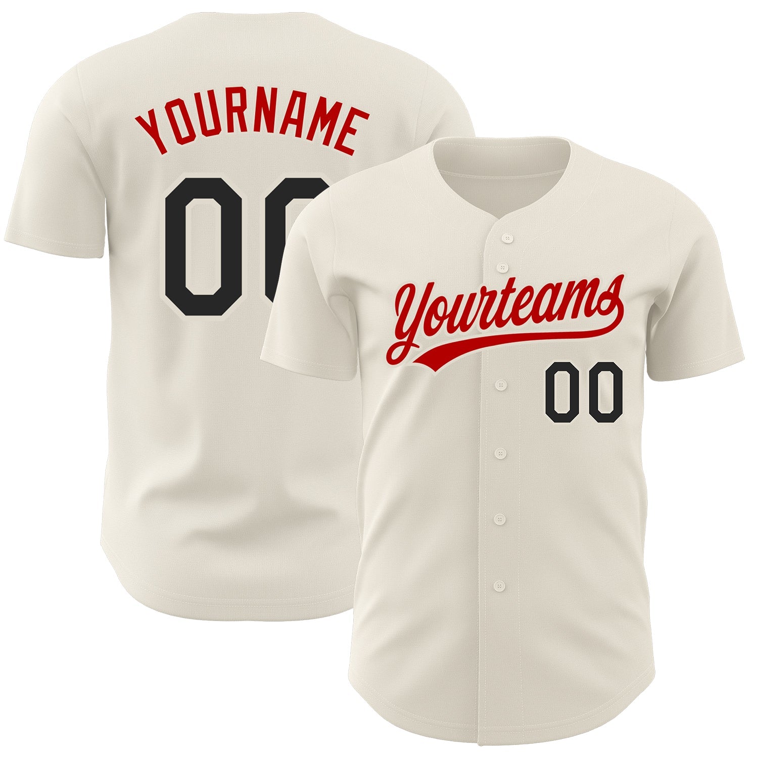 Custom Cream Black-Red Authentic Baseball Jersey Discount – snapmade