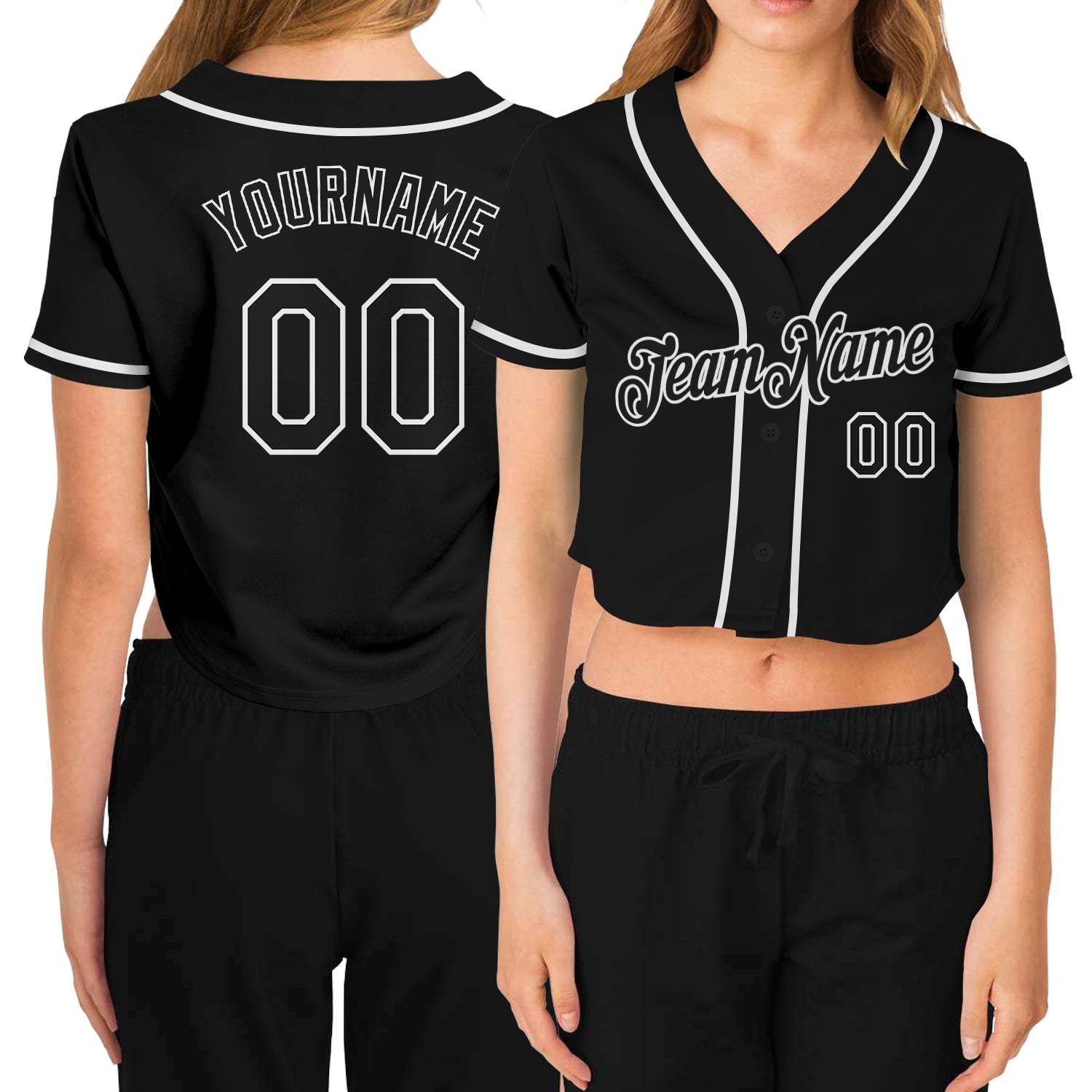  Women's Baseball Jerseys Blank Button Down V-Neck