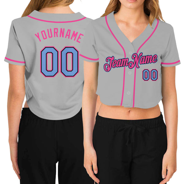 Custom Team Pink Baseball Light Blue Authentic White Jersey Discount –  snapmade