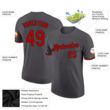 Custom Steel Gray Red-Black Performance T-Shirt