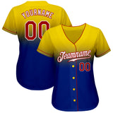 Custom Gold Red-Royal Authentic Fade Fashion Baseball Jersey