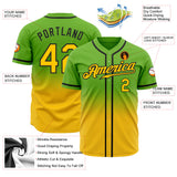 Custom Neon Green Gold-Black Authentic Fade Fashion Baseball Jersey