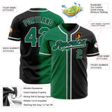 Custom Black Kelly Green-White Authentic Fade Fashion Baseball Jersey