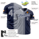 Custom Navy Gray-White Authentic Fade Fashion Baseball Jersey