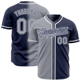 Custom Navy Gray-White Authentic Fade Fashion Baseball Jersey