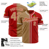 Custom Red Old Gold-White Authentic Fade Fashion Baseball Jersey