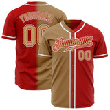 Custom Red Old Gold-White Authentic Fade Fashion Baseball Jersey